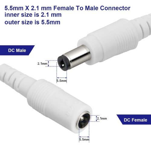 Power Extension Cable, 2 Pack 33ft 2.1mm x 5.5mm, Compatible with Universal 12V DC Adapter Cord or Wall Charger for Security Camera IP Camera/DVR/NVR