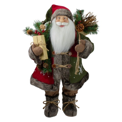 NORTHLIGHT  24" Country Rustic Santa Claus With Snowflake Jacket Christmas Figure
