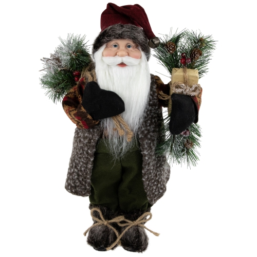 NORTHLIGHT  16" Country Rustic Santa Claus With Present Christmas Figure