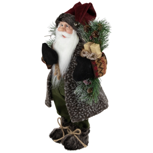 16" Country Rustic Santa Claus with Present Christmas Figure