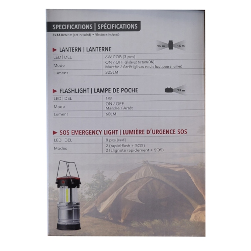 RCA RFL0117 - 3-in-1 Retractable Lantern, Led Flashlight & SOS Mode
