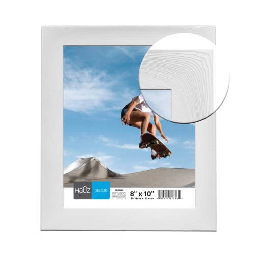 Hauz FRM7562 - 8x10 Cadre de Photo Courbé Blanc Texture Bois