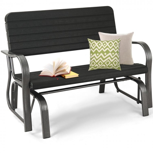 SLICKBLUE  Patio Loveseat Glider With Durable Steel Frame And HDpe Seat Back