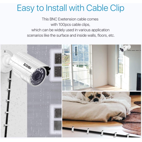 ZOSI 4X100FT(30M) Security Camera Cable All-in-One CCTV Video Power Wire BNC RCA Cord Cable for 4K 8MP 5MP 1080P Security Camera DVR System