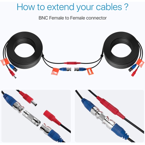 ZOSI 4X100FT(30M) Security Camera Cable All-in-One CCTV Video Power Wire BNC RCA Cord Cable for 4K 8MP 5MP 1080P Security Camera DVR System