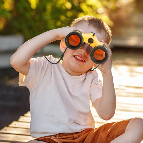 4 Pieces Kids Binoculars Set Compact Binoculars for Kids Adults Mini Pocket Lightweight Binocular for Bird Watching Outdoor Hiking Travel