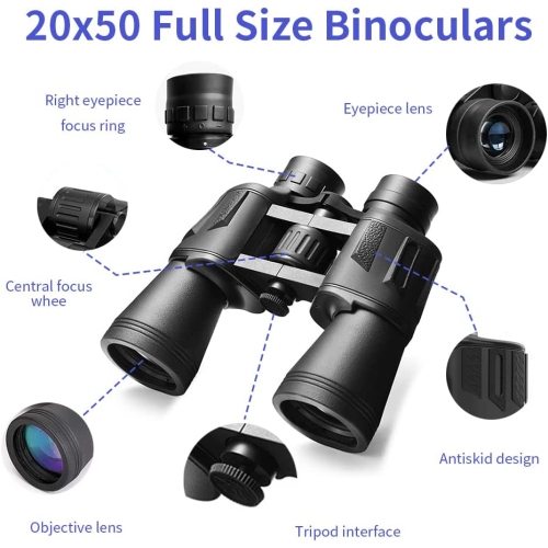 Binoculars for Adults 20X50 ,Compact Powerful HD Binoculars Telescope for Bird Watching, Stargazing, Traveling,Hiking,Camping and Hunting,With