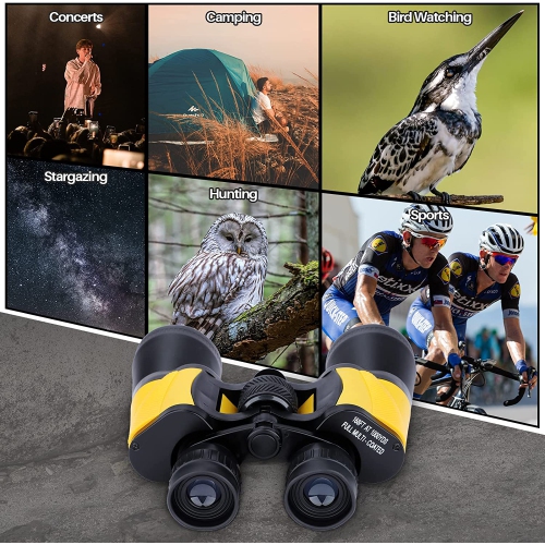 Jumelles 20 x 50 pour enfants adultes avec vision claire et faible éclairage, puissantes jumelles pour observer les oiseaux et observer les étoiles