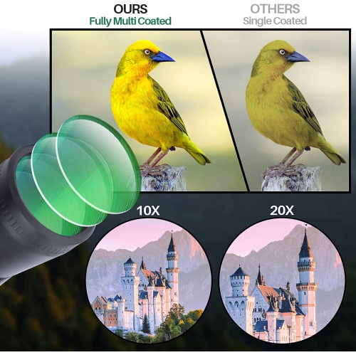 Jumelles 20 x 50 pour enfants adultes avec vision claire et faible éclairage, puissantes jumelles pour observer les oiseaux et observer les étoiles