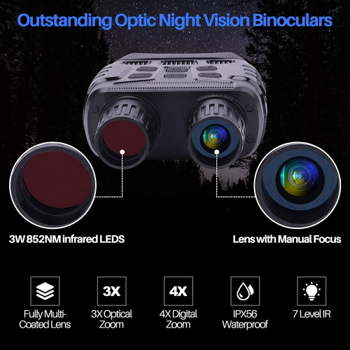 Digital Night Vision Binoculars 984ft Infrared Night Vision Googgles with 32G Memory Card 2.31 inch LCD Screen for Hunting & Surveillance