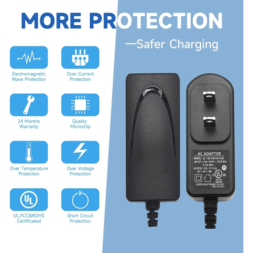 Dolaer 12V 1A/1000mA 10ft Long Power Supply Adapter, 12W Adaptor AC to DC Adapter Cord for LED Strip Lights, Keyboard, BT Speaker, Router,