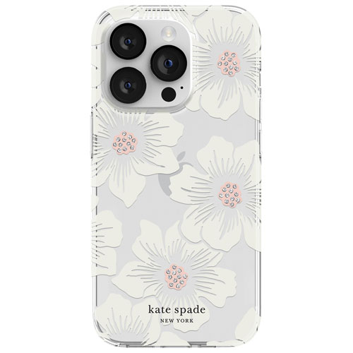 Étui rigide ajusté de Kate Spade New York pour iPhone 14 Pro - Fleurs blanches