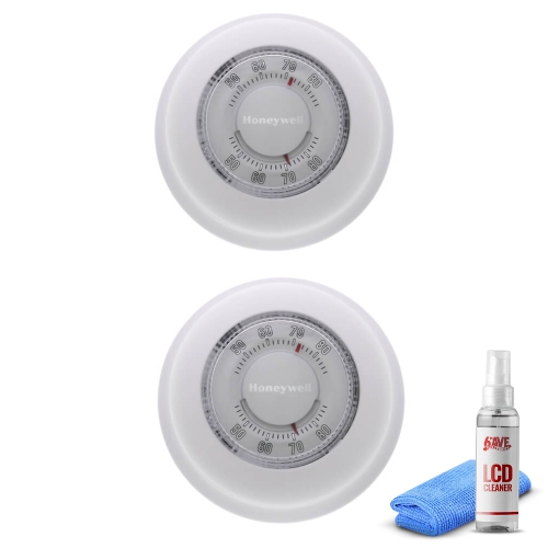 HONEYWELL  2-Pack T87K1007 Heat Only Thermostat, 1 Pack -White + Lcd Cleaner
