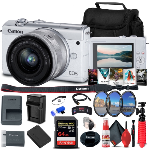 Canon EOS M200 Mirrorless Camera with 1545mm Lens (3700C009) Graphic Bundle Best Buy Canada