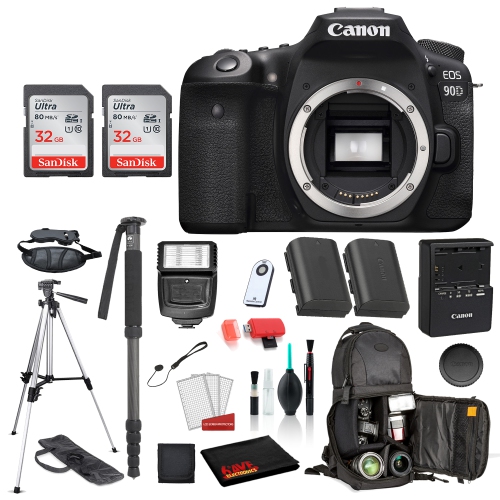 Canon EOS 90D Digital SLR Camera Body Only Bundle: SanDisk 32GB SD