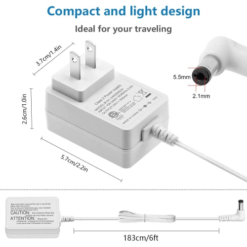 Dolaer 24V 0.5A 500mA Power Supply Adapter for Essential Oil Diffuser Aromatherapy Humidifier ETL Listed Class 2 Power Adapter 100V~240V AC to DC 24
