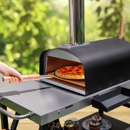 Costway 12" Multi-Fuel Pizza Oven Propane & Wood Fired Pizza Maker Portable