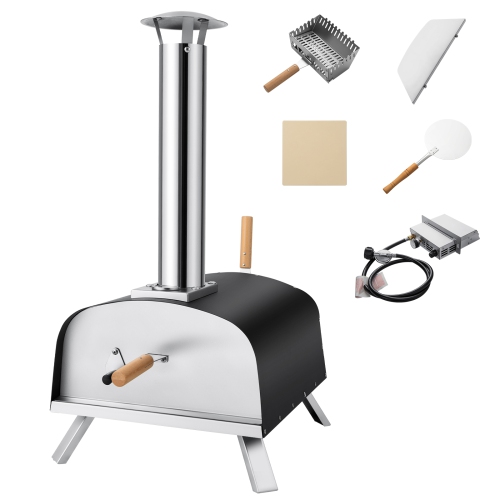 Costway 12" Multi-Fuel Pizza Oven Propane & Wood Fired Pizza Maker Portable