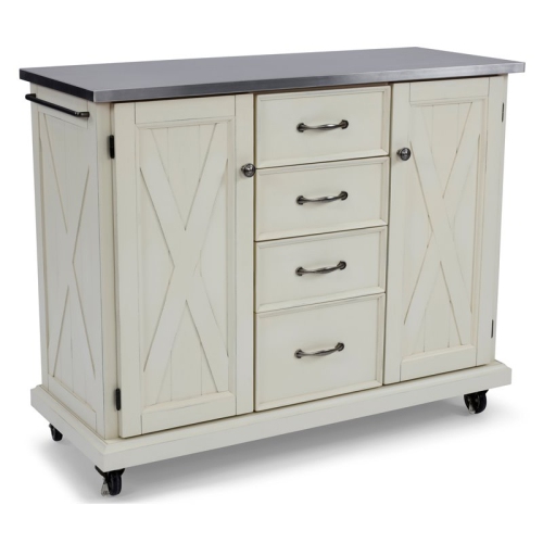 Homestyles Seaside Lodge White Wood Kitchen Cart