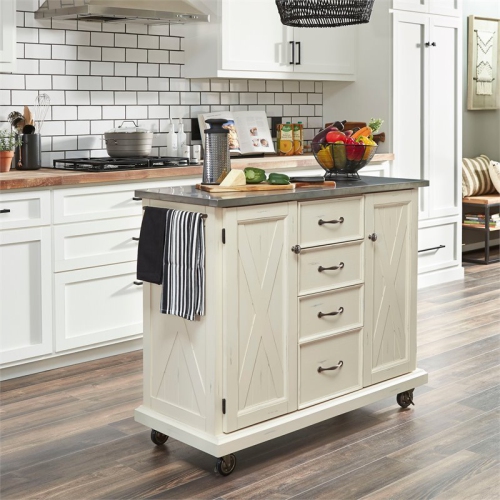 Homestyles Seaside Lodge White Wood Kitchen Cart