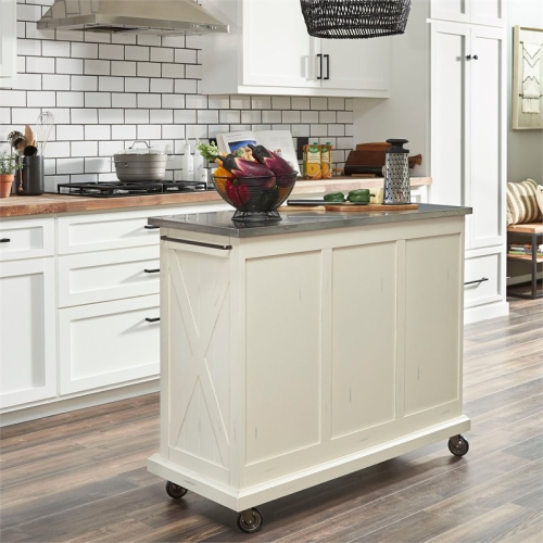 Homestyles Seaside Lodge White Wood Kitchen Cart