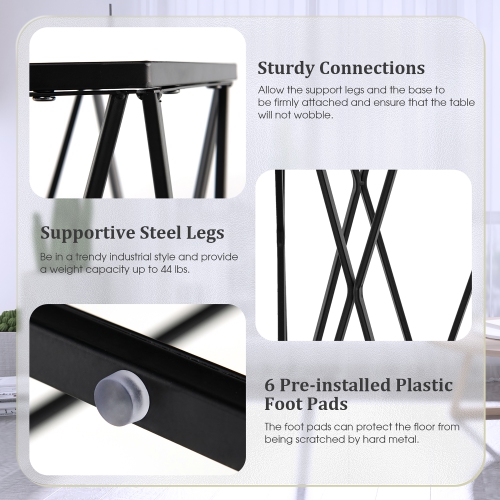 Costway Set of 2 End Table Tempered Glass Top Metal Frame Hexagonal Accent Side Table