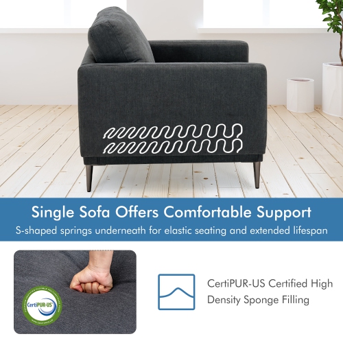 Costway Modern Upholstered Accent Chair Single Sofa Armchair Living Room Funiture