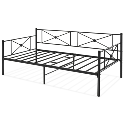 Costway Twin Metal Daybed Frame with Slats Classic Mattress Foundation Bed Sofa