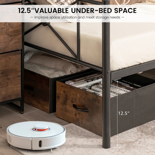 Costway Twin Metal Daybed Frame with Slats Classic Mattress Foundation Bed Sofa