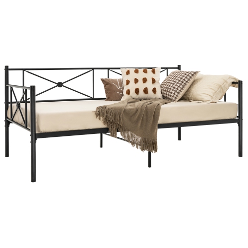 Costway Twin Metal Daybed Frame with Slats Classic Mattress Foundation Bed Sofa