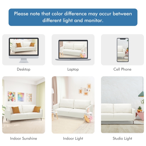 Costway 76.5" Fabric Sofa Couch Living Room Small Apartment Furniture w/ Metal Leg