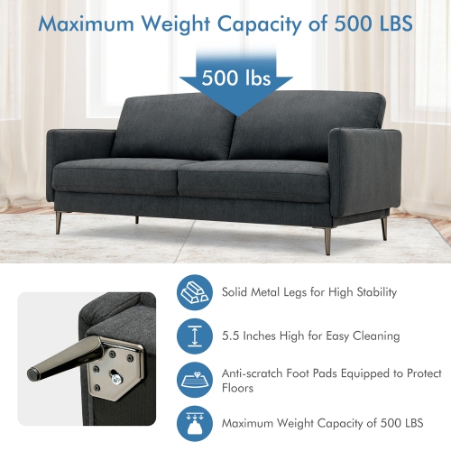Costway 76.5" Fabric Sofa Couch Living Room Small Apartment Furniture w/ Metal Leg