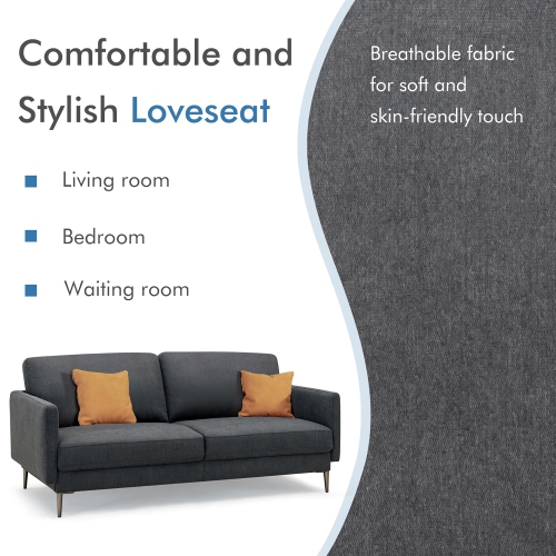 Costway 76.5" Fabric Sofa Couch Living Room Small Apartment Furniture w/ Metal Leg