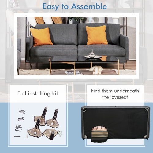 Costway 76.5" Fabric Sofa Couch Living Room Small Apartment Furniture w/ Metal Leg