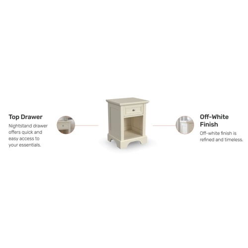Homestyles Naples Wood Nightstand in Off White