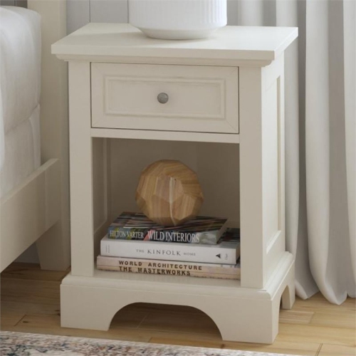 Homestyles Naples Wood Nightstand in Off White