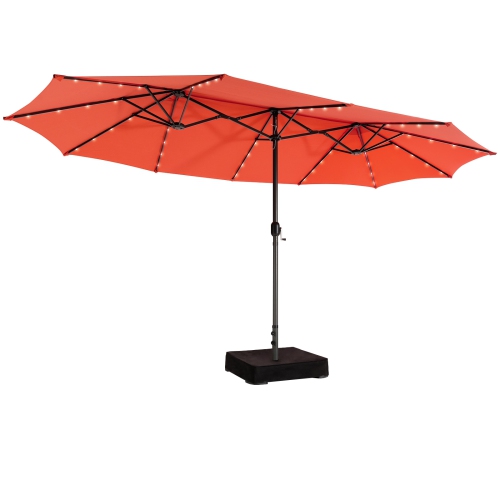15 Feet Double-Sided Patio Umbrella with 48 LED Lights