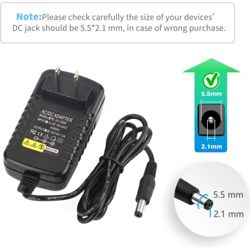 Dolaer AC Adapter, 12V/2A AC DC Switching Power Supply Adapter(Input 100-240V, Output 12V 2A) with DC Connector Gift ,