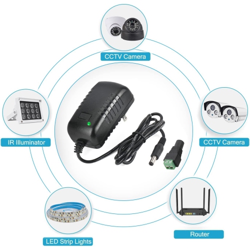 Dolaer AC Adapter, 12V/2A AC DC Switching Power Supply Adapter(Input 100-240V, Output 12V 2A) with DC Connector Gift ,