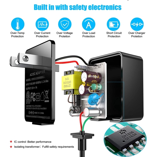 Dolaer 12V 1A AC Adapter Charger Replacement w/8 Tips, Regulated Power Supply Cord for LED Strip Light, CCTV Camera, BT Speaker, GPS, Webcam, Router,