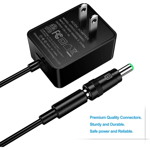 Dolaer 12V 1A AC Adapter Charger Replacement w/8 Tips, Regulated Power Supply Cord for LED Strip Light, CCTV Camera, BT Speaker, GPS, Webcam, Router,