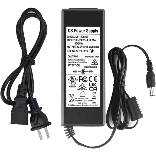 DOLAER  Ac 100-240V to Dc 12V 5A Power Supply Adapter Switching + Ac Cord Cable 5.5MM X 2.1MM for Cctv Camera Dvr Nvr Led Light Strip Ul Listed Fcc