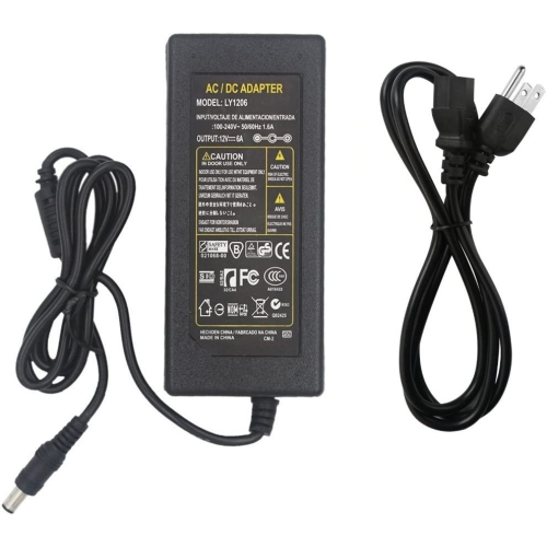 Dolaer Universal 12V 6A Power Supply Adapter Convert AC 100-240V to DC with 5mm Output Jack for 5050/3528 LED Strip, Rope Light, Tape Lighting, LED