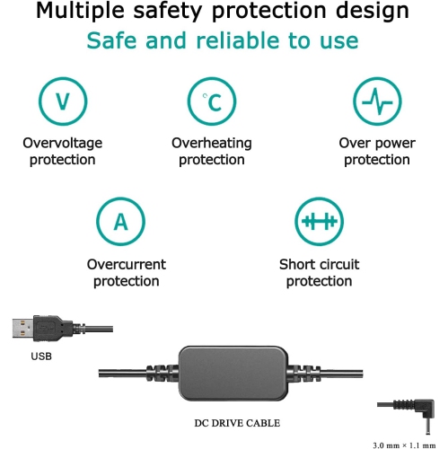 Dolaer 5V-8.4V USB Drive Cable ACK-E12 Mobile Power Supply + DR-E12 DC Coupler Dummy Battery DC Grip + 5V 3AMP Adapter Kit for Canon EOS M M2 M10 M50