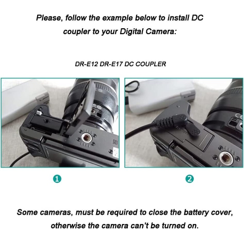 Dolaer 5V-8.4V USB Drive Cable ACK-E12 Mobile Power Supply + DR-E12 DC Coupler Dummy Battery DC Grip + 5V 3AMP Adapter Kit for Canon EOS M M2 M10 M50