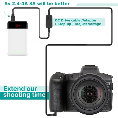 Dolaer 5V-8.4V USB Drive Cable ACK-E12 Mobile Power Supply + DR-E12 DC Coupler Dummy Battery DC Grip + 5V 3AMP Adapter Kit for Canon EOS M M2 M10 M50