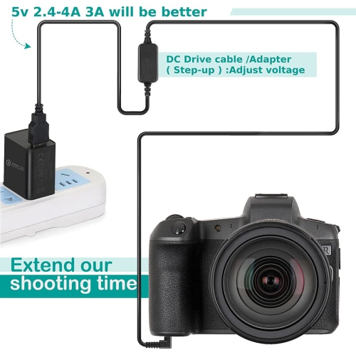 Dolaer 5V-8.4V USB Drive Cable ACK-E12 Mobile Power Supply + DR-E12 DC Coupler Dummy Battery DC Grip + 5V 3AMP Adapter Kit for Canon EOS M M2 M10 M50