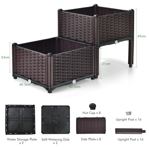 Topbuy Outdoor 2 Set/4 Set Planter Vertical Elevated Raised Garden Bed Planter Box Kit for Backyard Patio