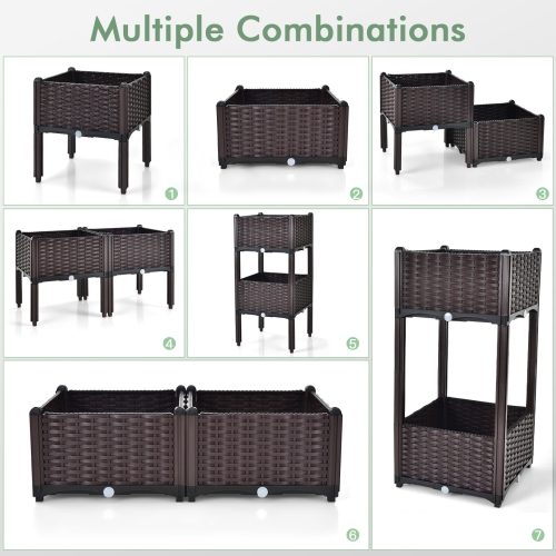 Topbuy Outdoor 2 Set/4 Set Planter Vertical Elevated Raised Garden Bed Planter Box Kit for Backyard Patio