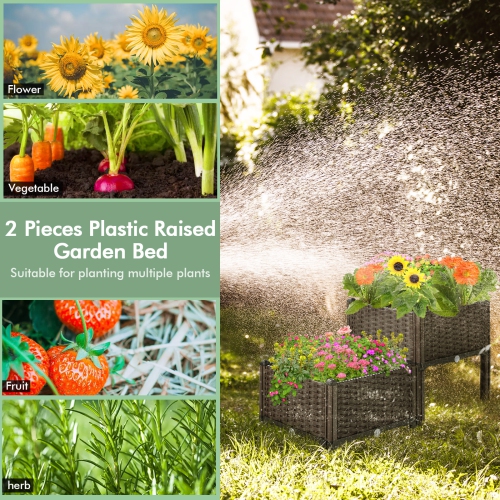 Topbuy Outdoor 2 Set/4 Set Planter Vertical Elevated Raised Garden Bed Planter Box Kit for Backyard Patio